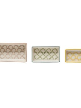 Cactus Ceramic Jewelry Trays Set in Pink, Green, and Yellow